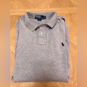 Ralph Lauren Polo Shirt‎ Adult XL Grey Blue Pony Cotton Rugby Mens Casual